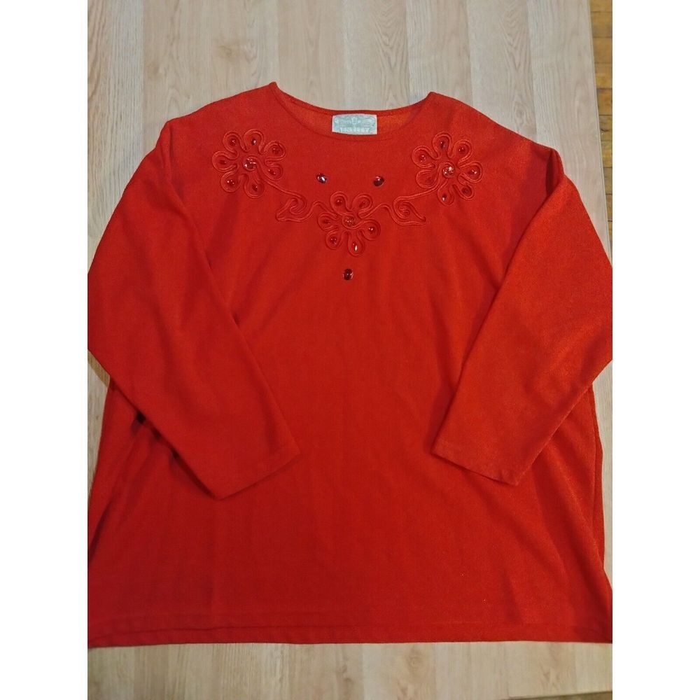 World's Best Entity Women's Plus Red Shirt With Red Stones‎ Size 3X